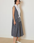Plaid Dress with Bib and Bow