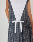 Plaid Dress with Bib and Bow