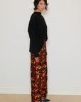 Rose Printed Brocade Pants