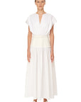 Cotton Dress with Denim Corset Detail