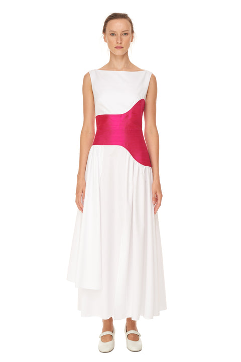 Cotton Dress with Shantung Corset