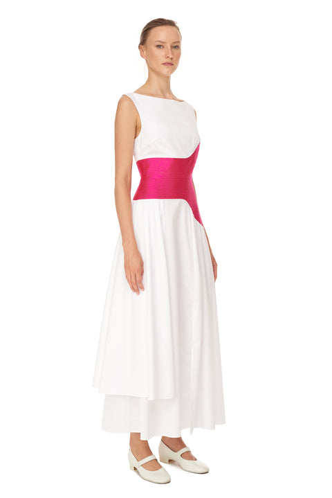 Cotton Dress with Shantung Corset