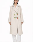 TRENCH COAT WITH FLORAL EMBROIDERED BUTTONS
