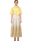LILYUM BUTTER YELLOW SCARF NECK BLOUSE