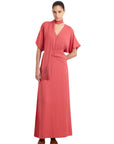 CORAL DRESS WITH SHAWL DETAIL