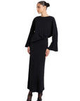 ASMA OPEN-BACK BLACK BLOUSE