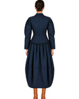 LIVIA NAVY BLUE SHIRT WITH WHITE POLKA DOTS