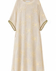 SARI İŞLEMELİ KAFTAN