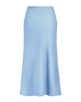 BLUE POLKA DOT BIAS-CUT MIDI SKIRT