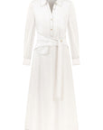 KEMER DETAYLI BEYAZ UZUN KOLLU ELBİSE