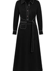 BELT DETAILED LONG SLEEVE DRESS
