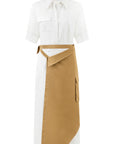 CAMEL TRENCH SKIRT DETAILED DRESS