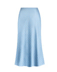 BLUE POLKA DOT BIAS-CUT MIDI SKIRT
