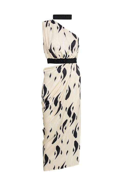 Asymmetric Dress with Draped Skirt