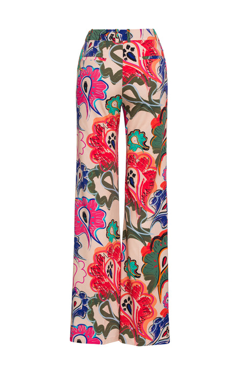 Flared Paisley Pants With Crease