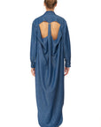 SHIRTDRESS WITH ADJUSTABLE BACK DECOLLETAGE