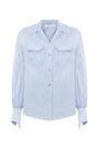 SATIN BLUE POLKA DOT FREZYA SHIRT