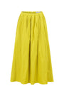 OLIVE SKIRT WITH PLEATS AND ELASTICATED WAISTBAND