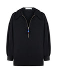 BLACK PETUNYA SHIRT WITH BEADED ZIP DETAIL