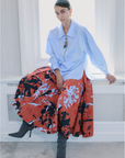 FLORAL SKIRT WITH PLEATS