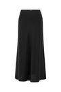 BLACK BIAS-CUT MIDI SKIRT