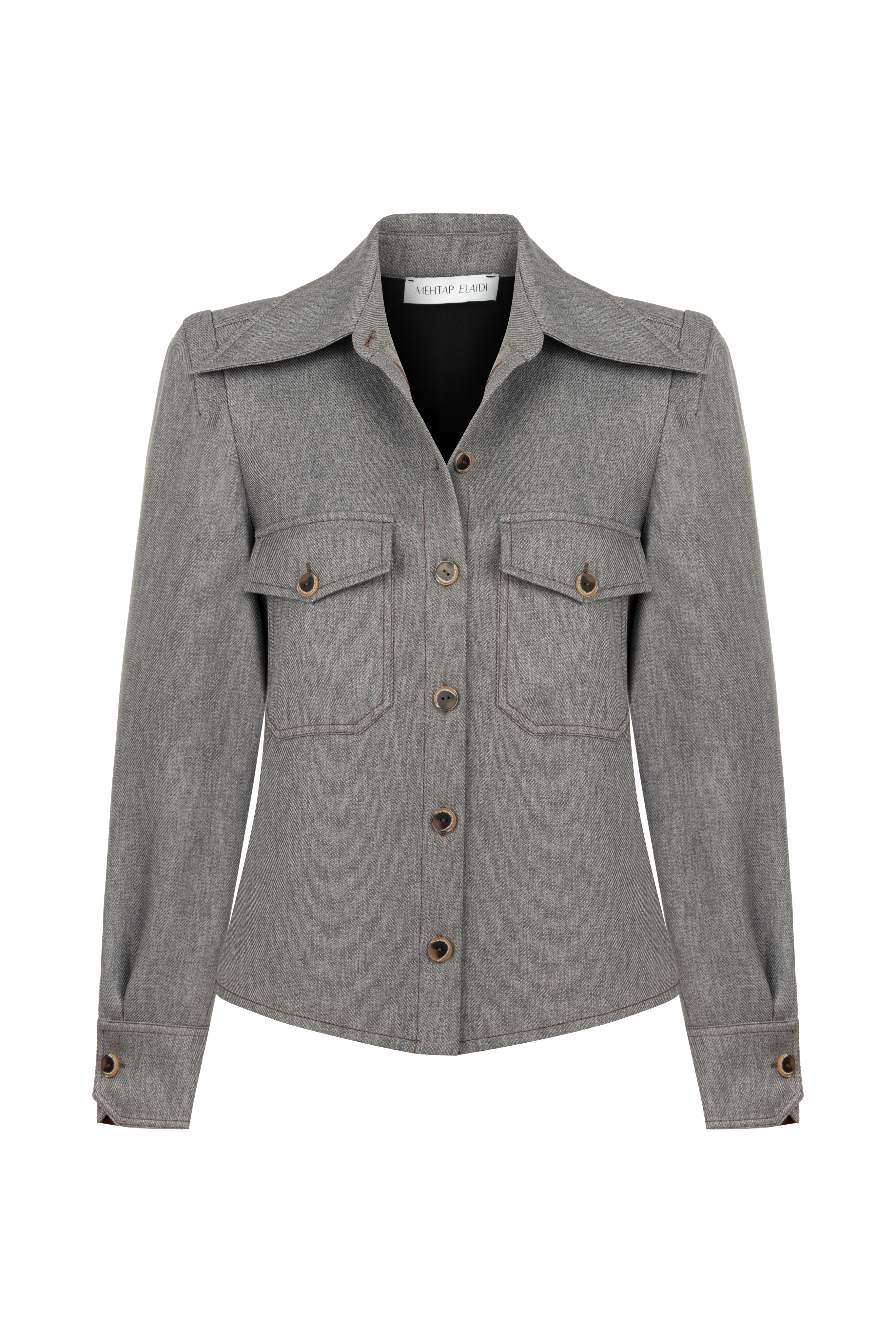 GREY GABARDINE OVERSHIRT