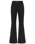 FLARED BLACK PANTS WITH BUTTON DETAIL