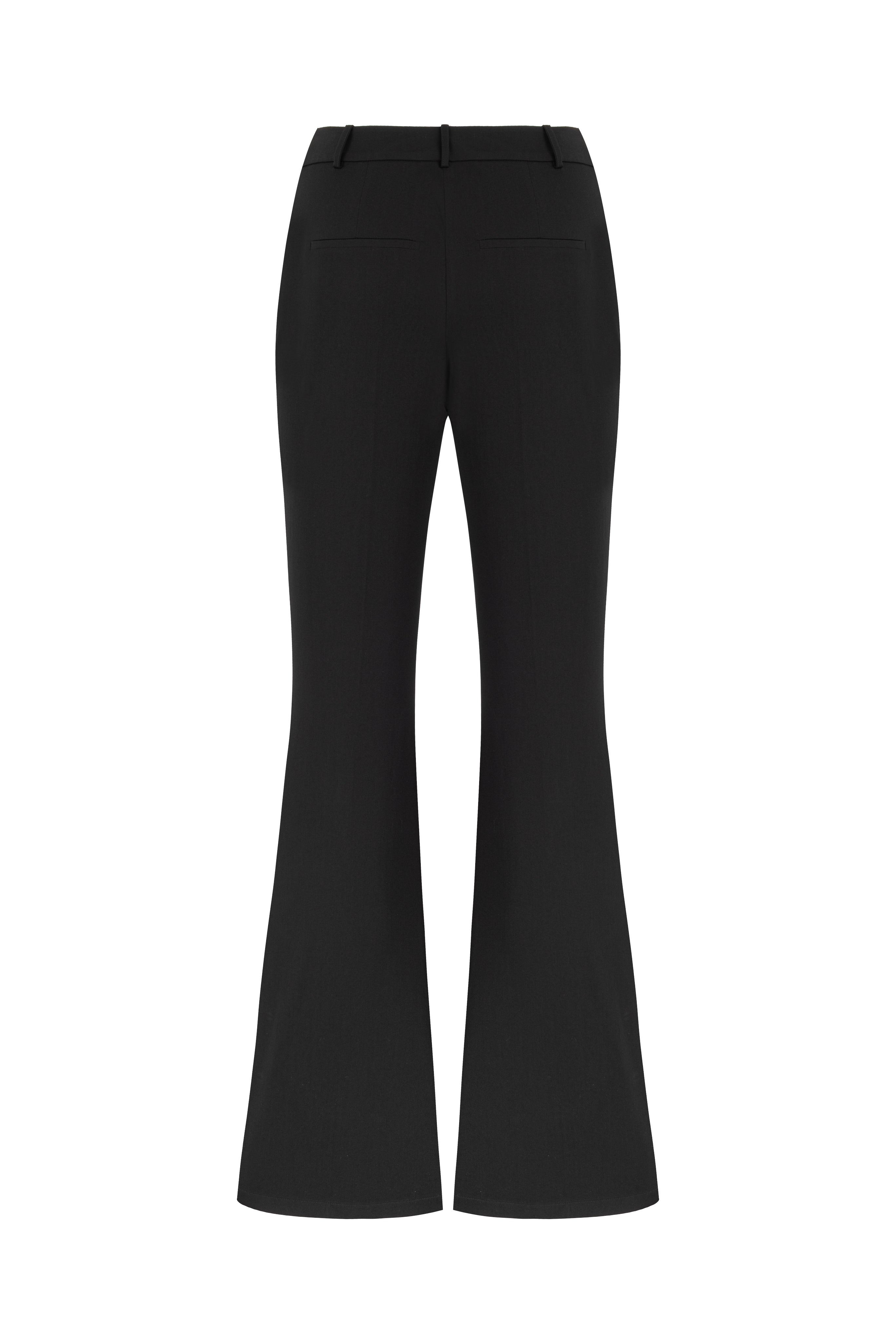 FLARED BLACK PANTS WITH BUTTON DETAIL