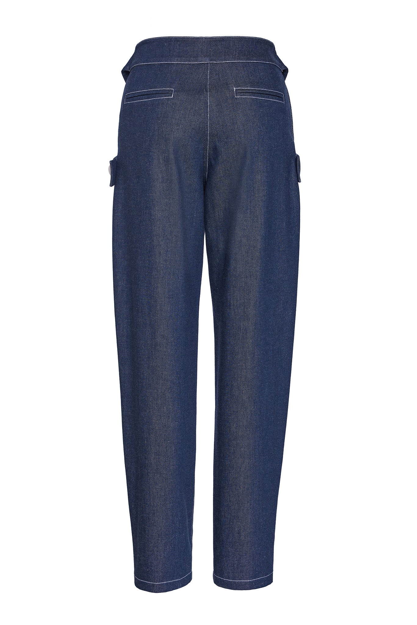 DENIM PANTS WITH CROSS BELT DETAIL – MEHTAP ELAIDI