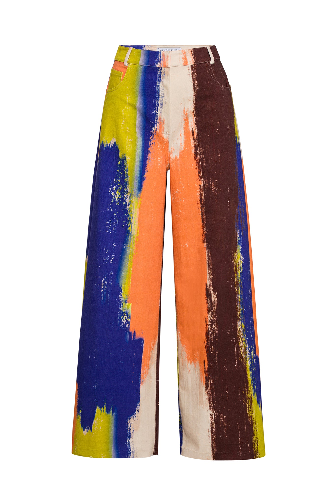 Brushstroke Printed Denim Pants