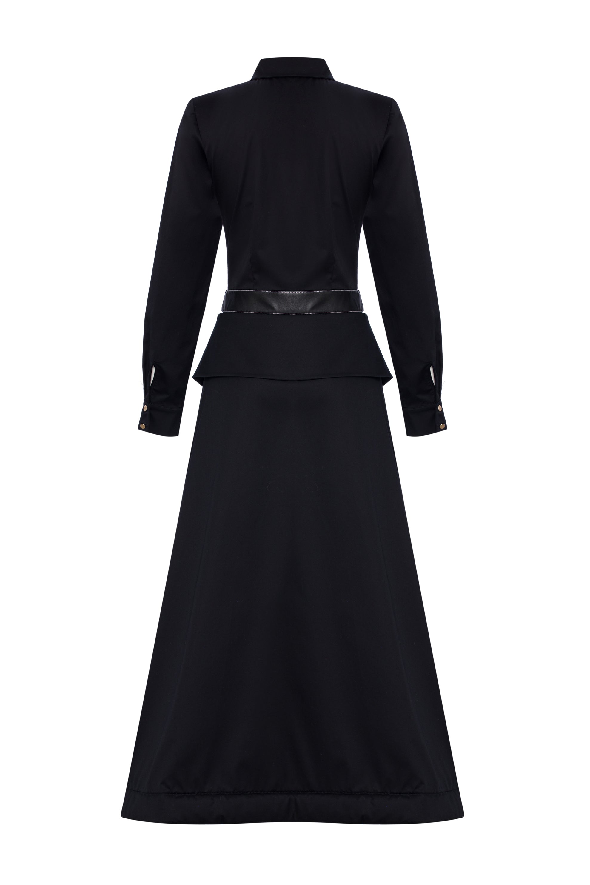 Poplin Dress with Collar Waist