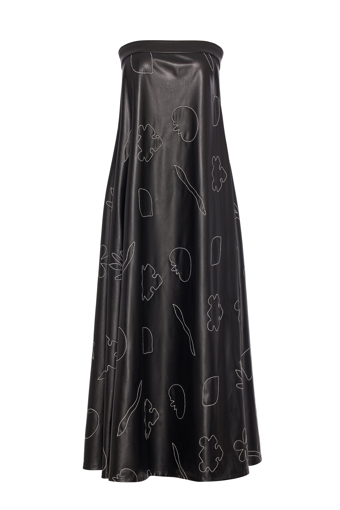 Embroidered Vegan Leather Dress