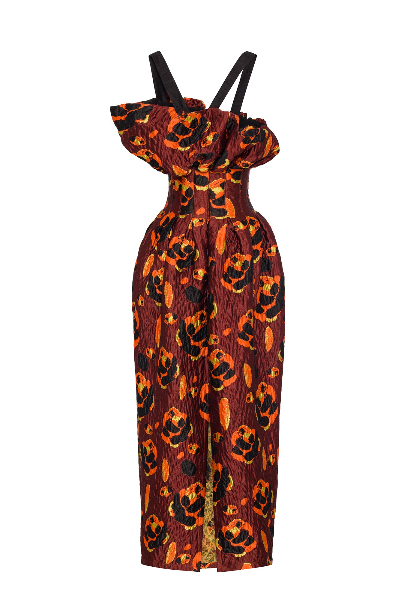 Pleated Brocade Dress
