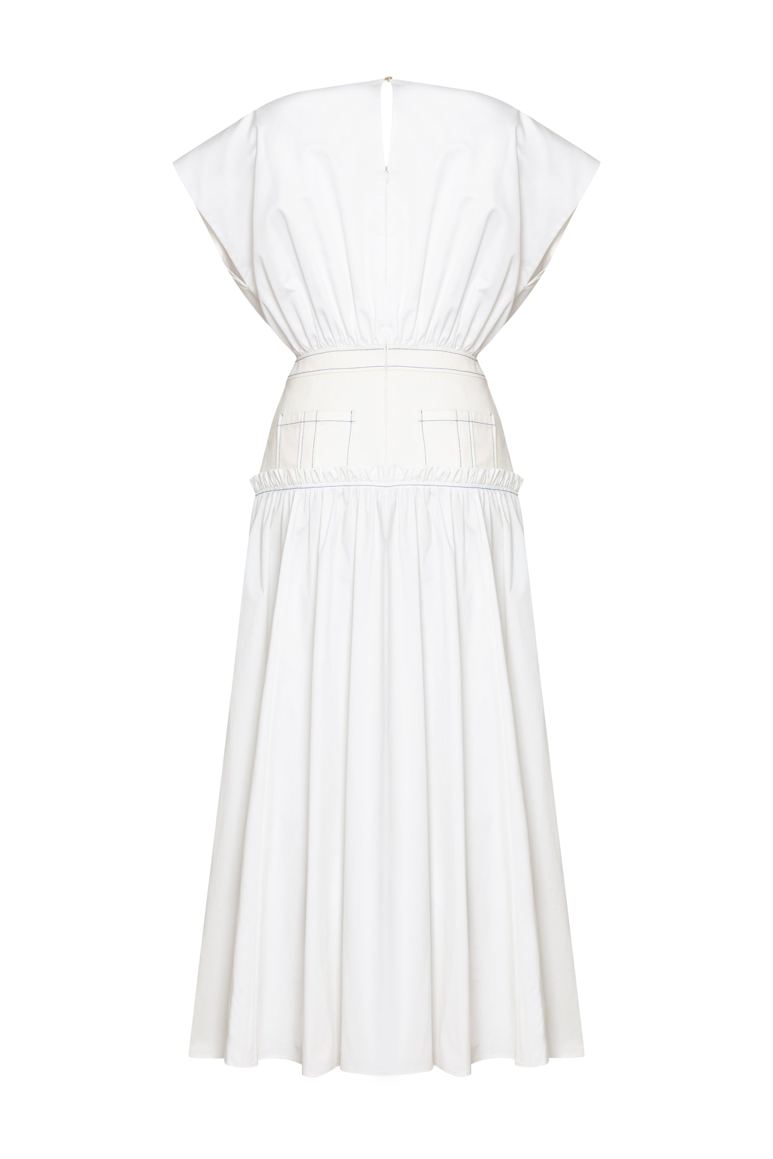 Cotton Dress with Denim Corset Detail