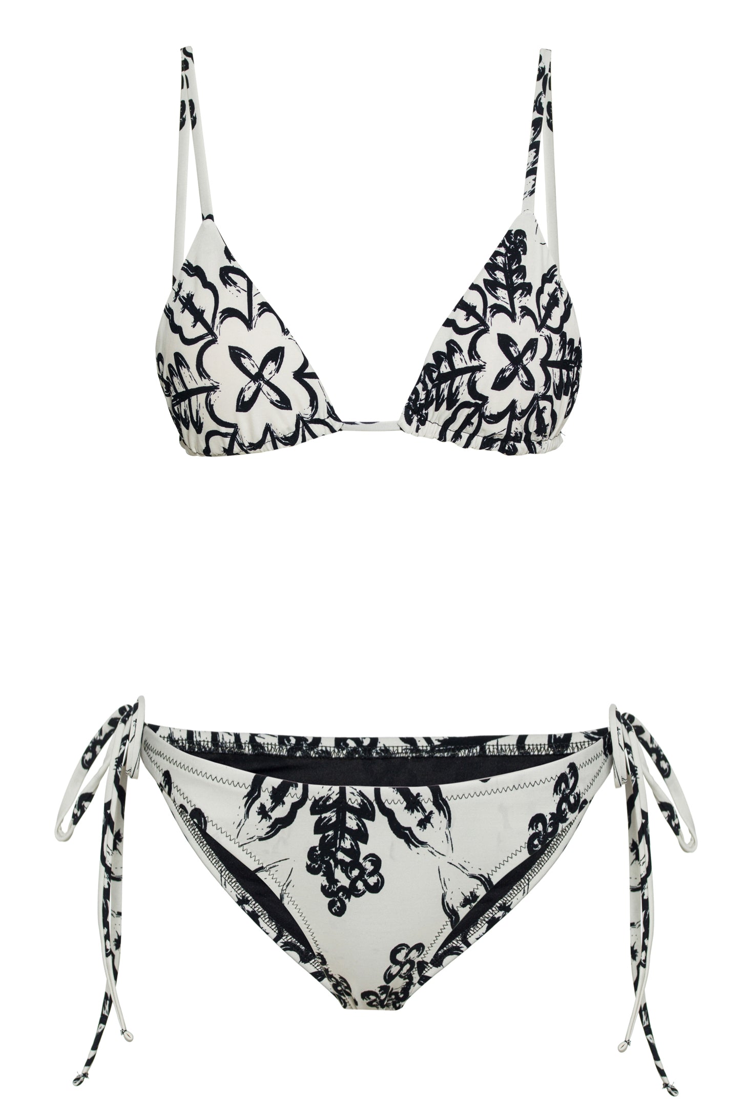 Stone Print Tie Up Bikini Top