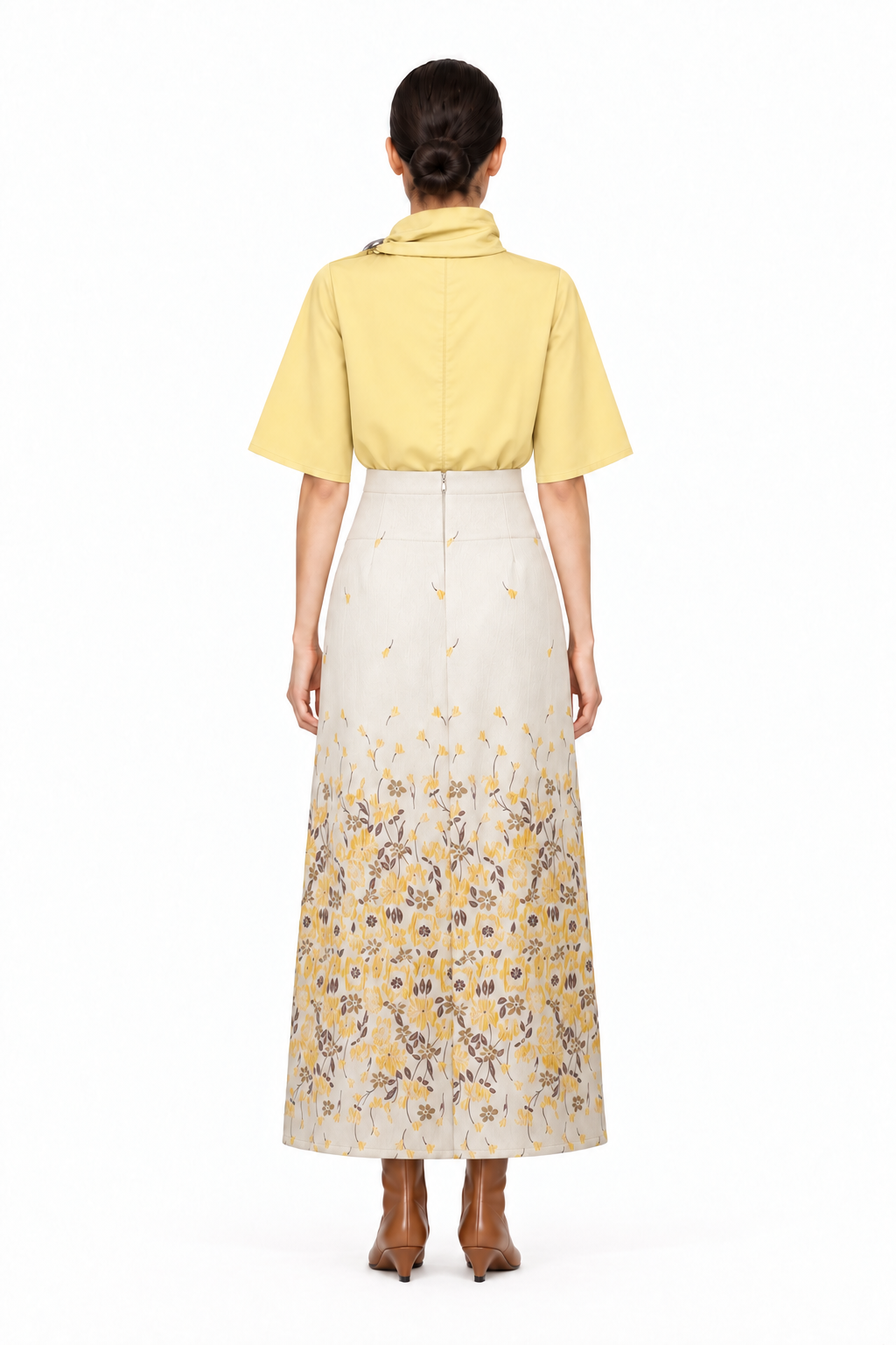LILYUM BUTTER YELLOW SCARF NECK BLOUSE