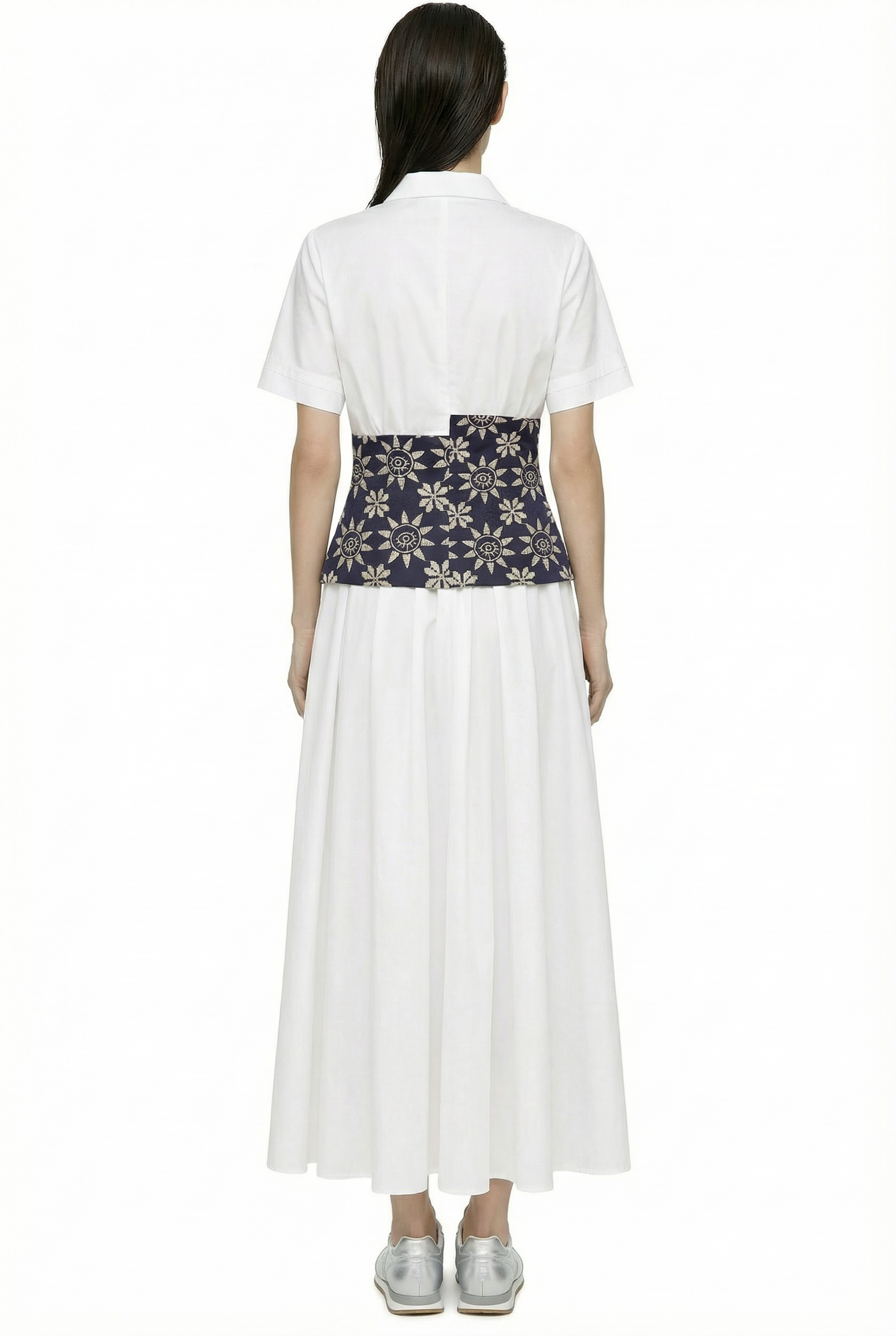 WHITE DRESS WITH DENIM CORSET – MEHTAP ELAIDI