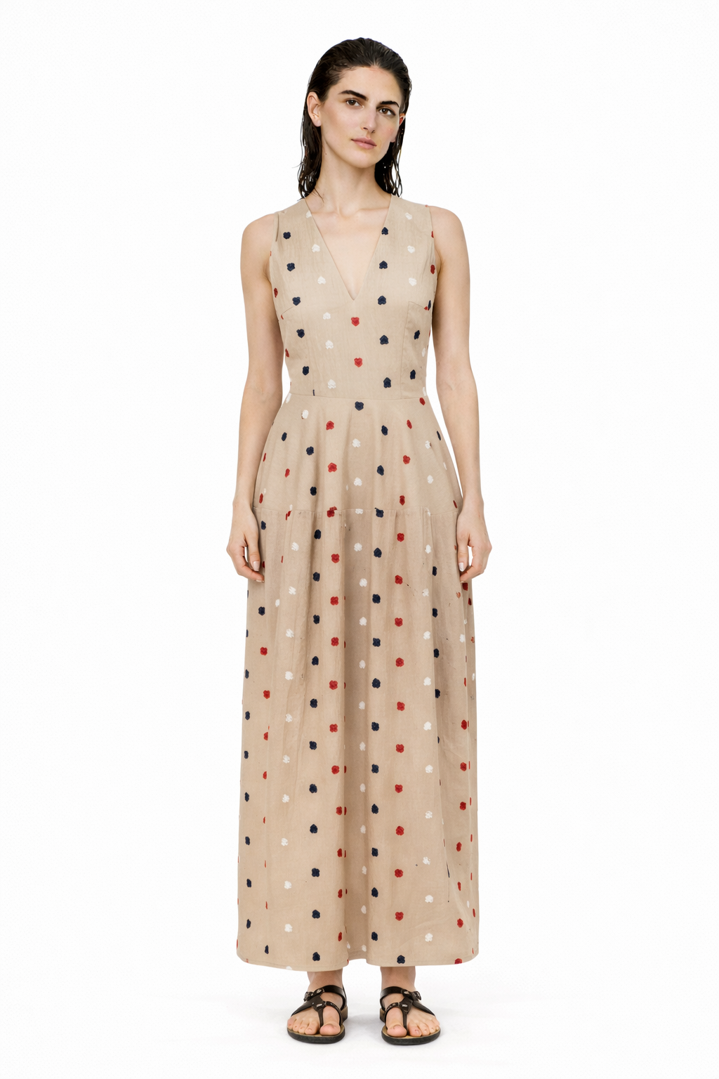 SLEEVELESS BALLOON DRESS WITH HEART MOTIFS