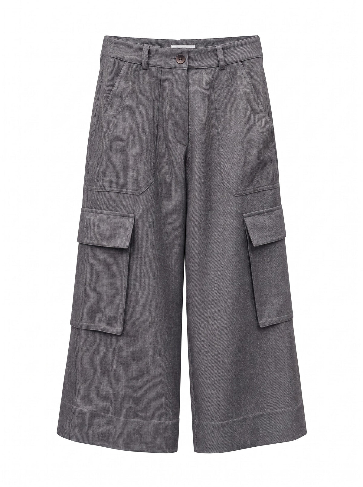 GREY GABARDINE CARGO PANTS
