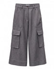 GREY GABARDINE CARGO PANTS