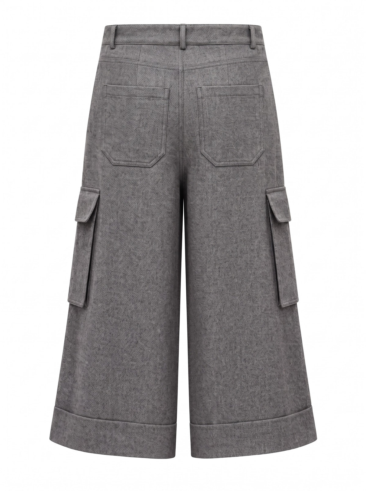 GREY GABARDINE CARGO PANTS