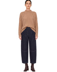 NAVY DENIM CONIC PANTS