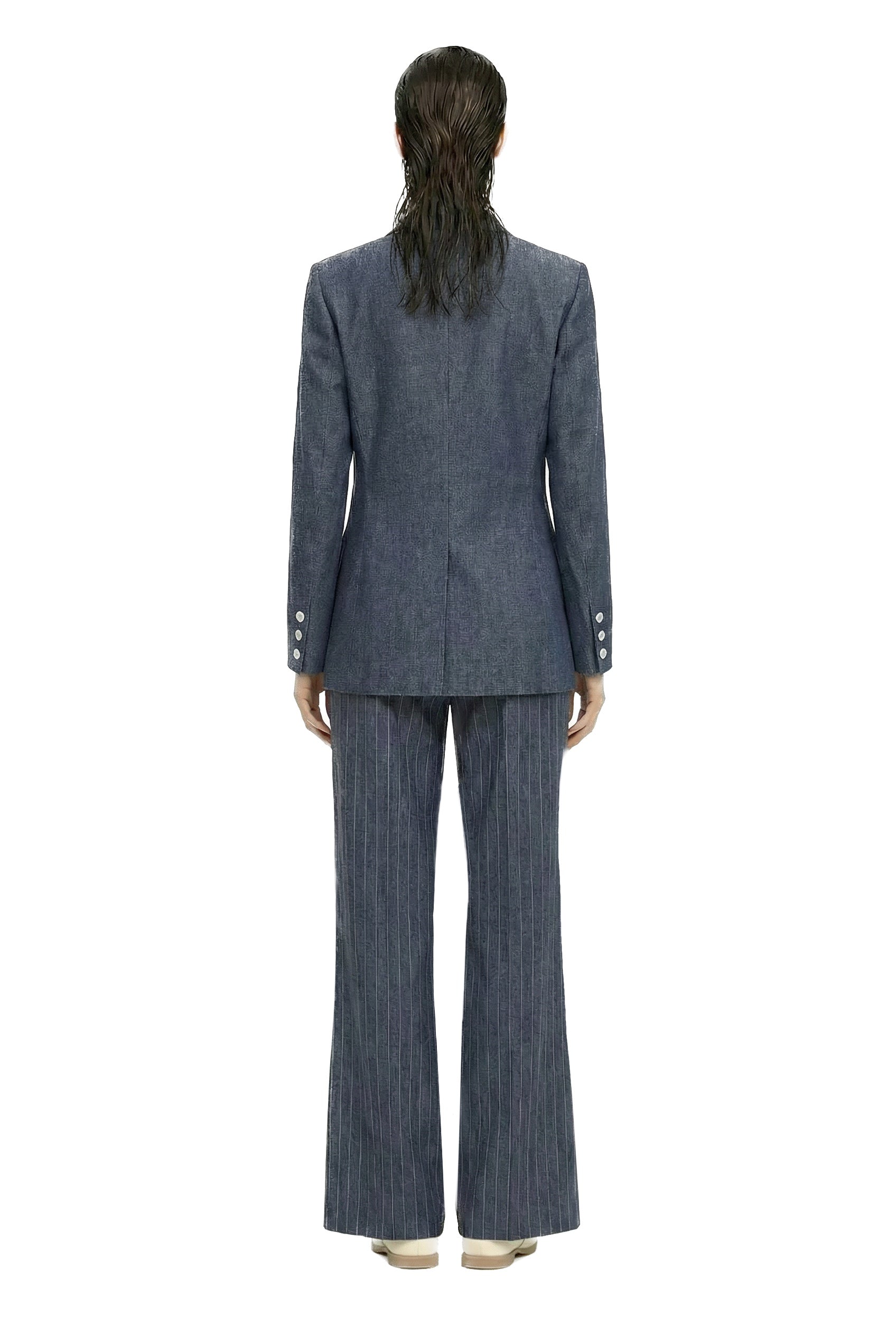 NAVY BLUE STRIPED DENIM JACKET