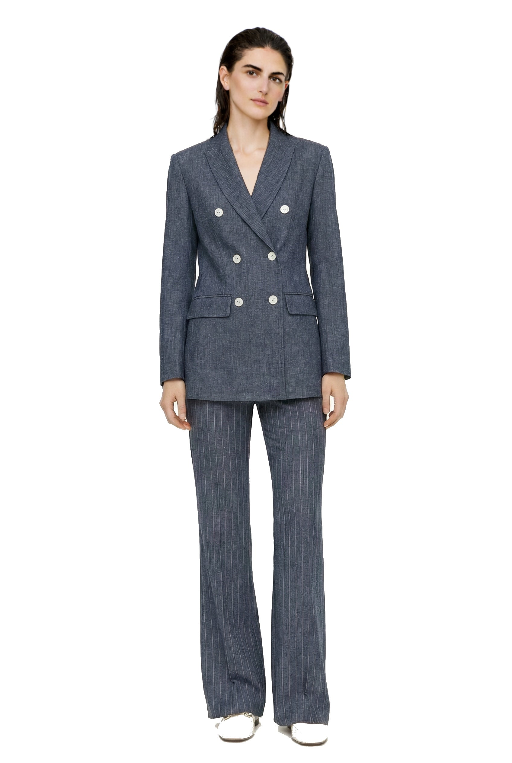 NAVY BLUE STRIPED DENIM JACKET