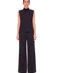 BLACK LALE BLOUSE WITH DRAPED NECKLINE