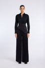 WIDE LEG BELTLESS SATIN PANTS