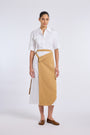CAMEL TRENCH SKIRT DETAILED DRESS