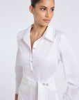 BELT DETAILED LONG SLEEVE DRESS