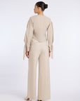 DOUBLE BELTED WIDE LEG PANTS