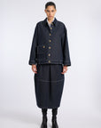 NAVY DENIM CONIC SKIRT